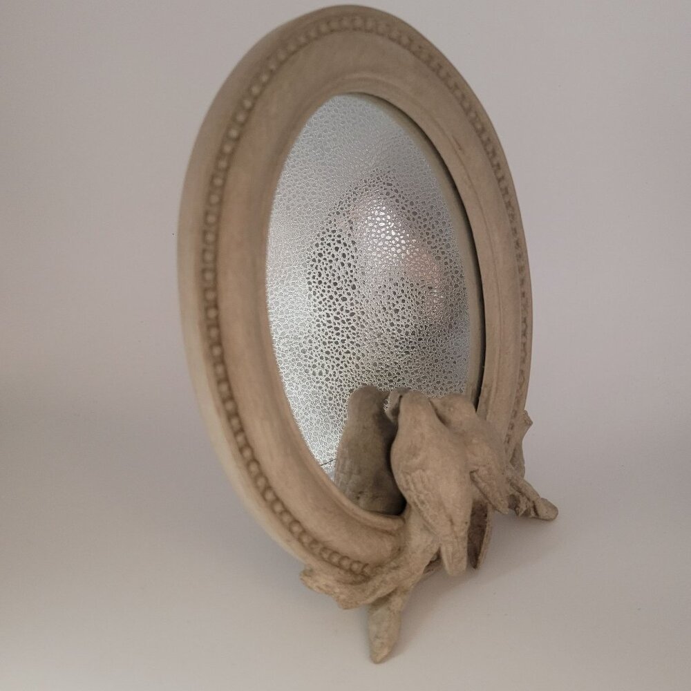 Raz Imports Distressed Birds Oval Resin Mirror Standing 8.5'' Gray New - Picture 3 of 11